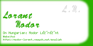 lorant modor business card
